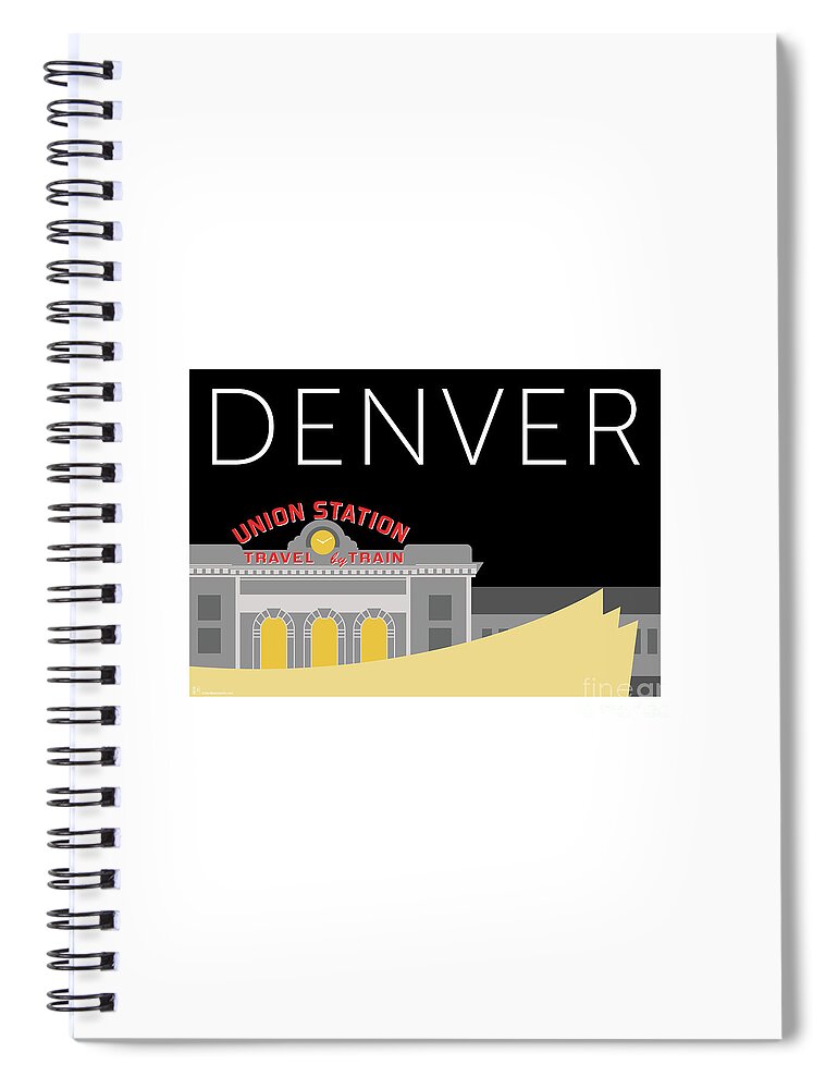 Denver Spiral Notebook featuring the digital art Union Station Night by Sam Brennan