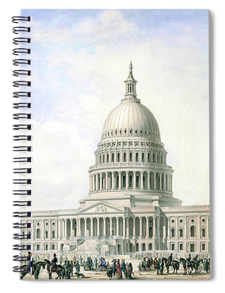United States Capitol Spiral Notebook featuring the drawing United States Capitol Design for New Dome and Wings 1855 by Thomas Ustick Walter
