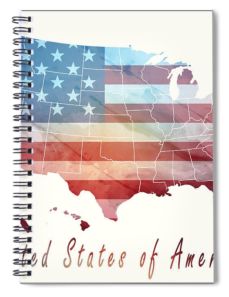 Art & Collectibles Spiral Notebook featuring the glass art United States of America Map Style 3 by Greg Edwards