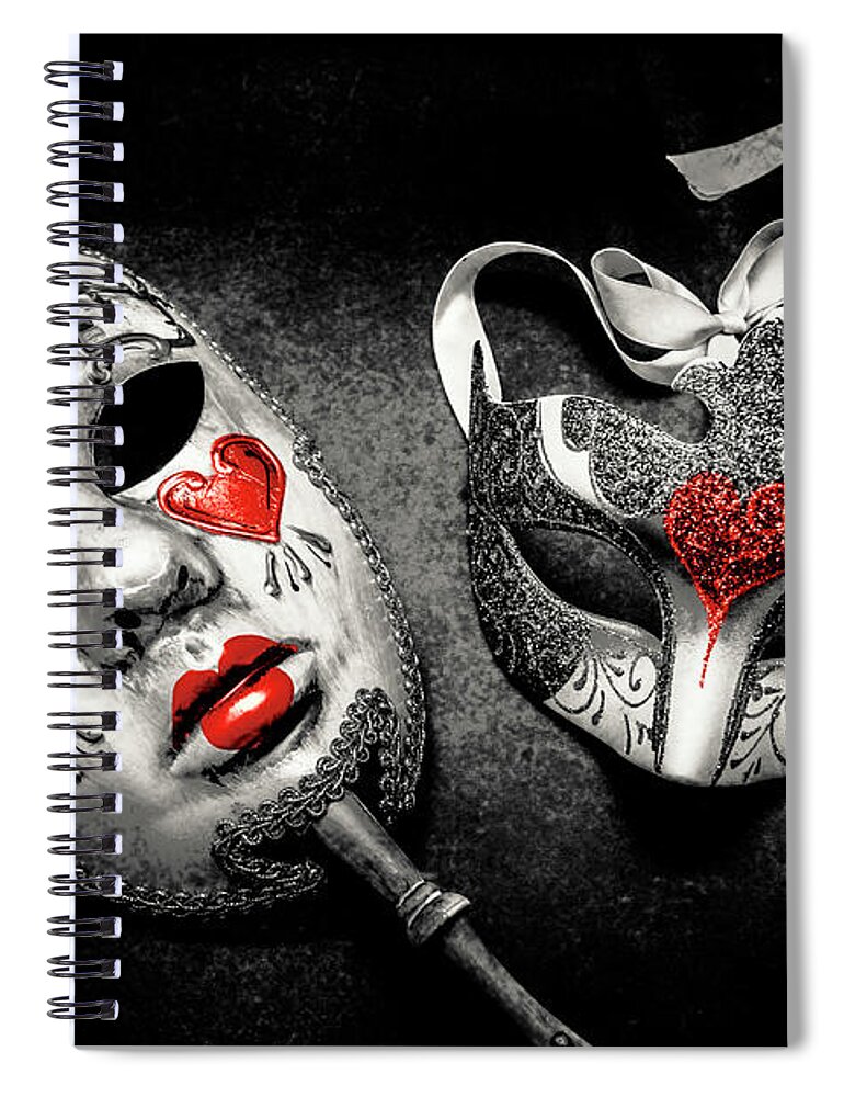 Masquerade Spiral Notebook featuring the photograph Unmasking passions by Jorgo Photography