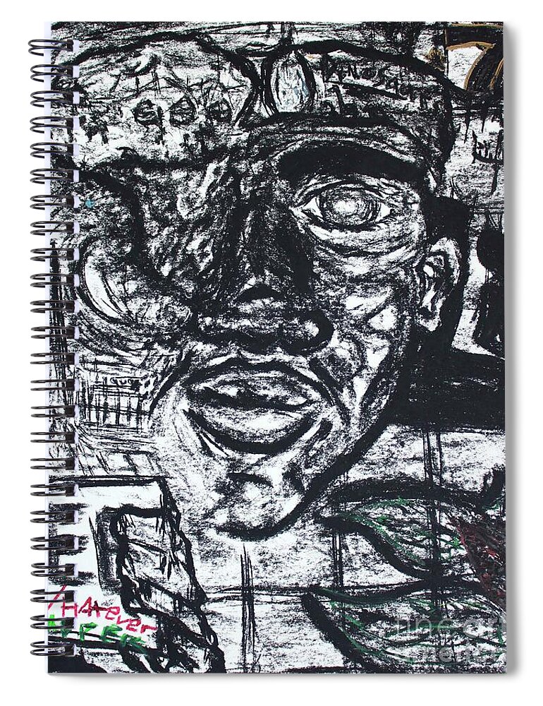 Charcoal Spiral Notebook featuring the drawing Untitled Sketch II by Odalo Wasikhongo