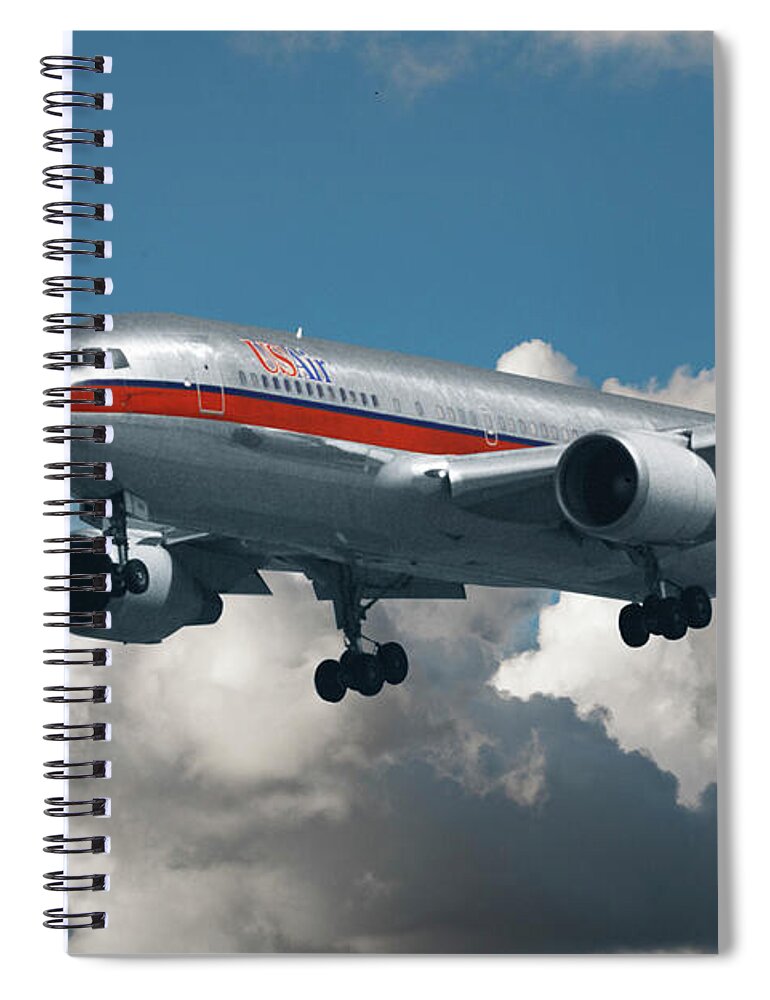 Us Air Spiral Notebook featuring the photograph US Air Boeing 767-200 by Erik Simonsen