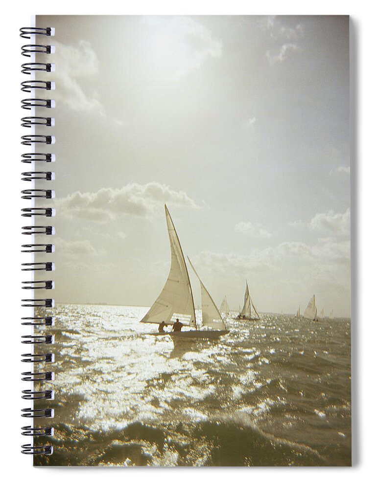 Sailboat Spiral Notebook featuring the photograph Usa, Florida, Miami, Biscayne Bay by Rosanne Olson