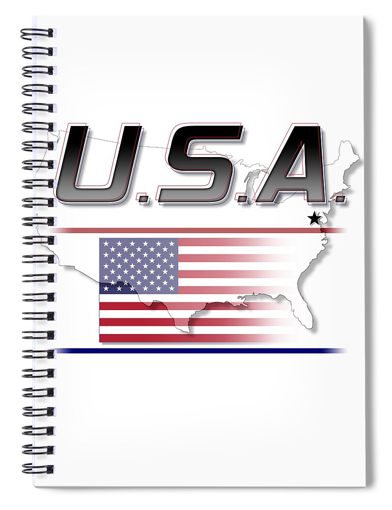 United States Spiral Notebook featuring the digital art U.S.A. Horizontal Print by Rick Bartrand