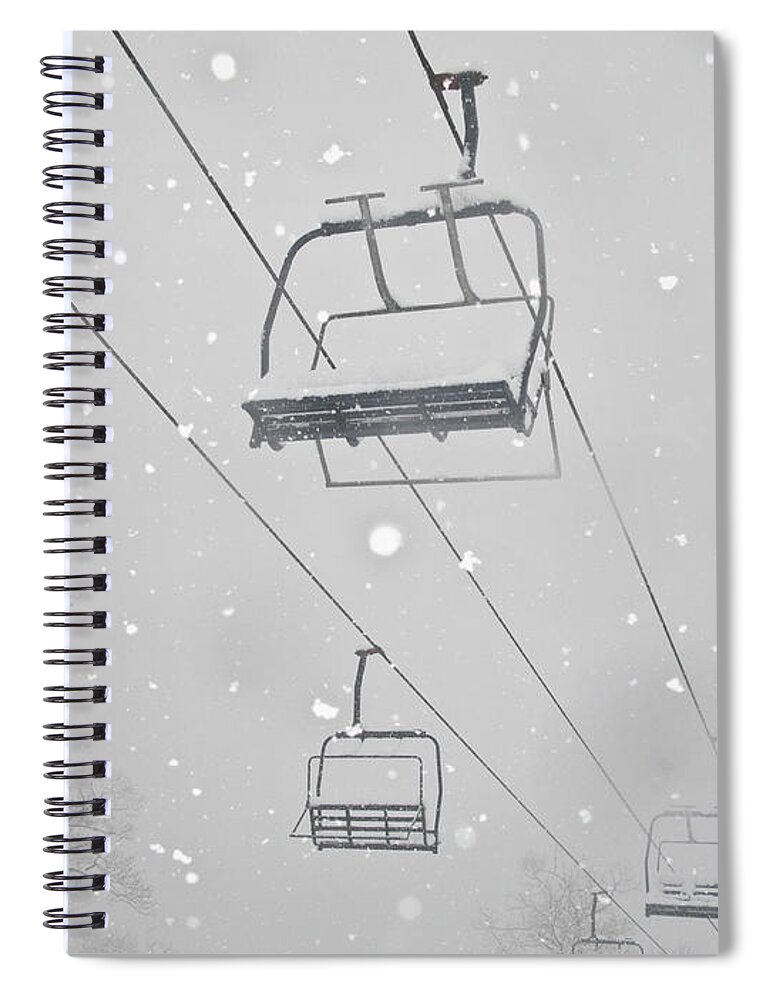 Tranquility Spiral Notebook featuring the photograph Usa, New York, Hunter, Ski Lift In Snow by Johannes Kroemer