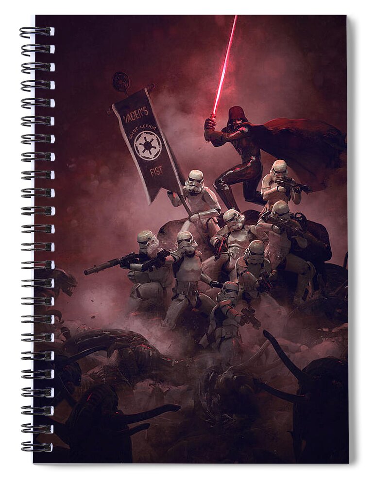 Star Wars Spiral Notebook featuring the digital art Vader vs Aliens 2 by Guillem H Pongiluppi