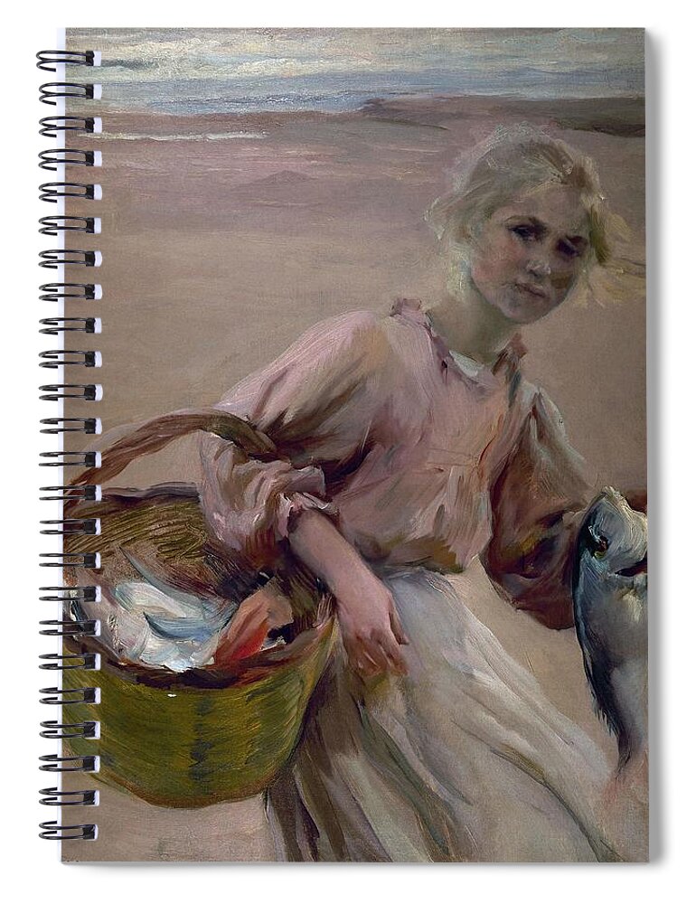 Joaquin Sorolla Spiral Notebook featuring the painting Valencian Fisherwoman -'pescadora Valenciana'- - 1900. by Joaquin Sorolla -1863-1923-