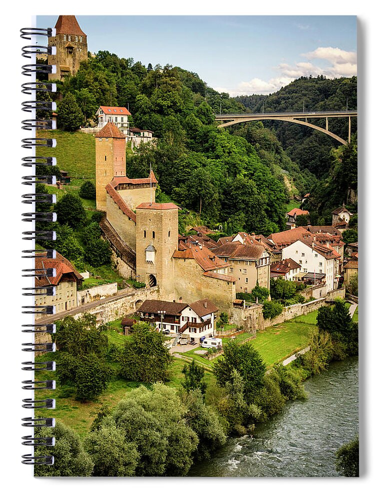 Fribourg Spiral Notebook featuring the photograph Valley of the Sarine, Switzerland. by Pablo Lopez