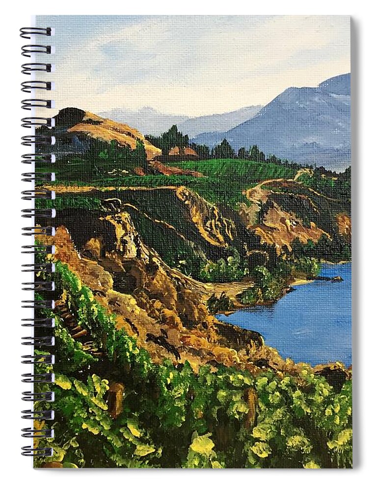 Vineyard Spiral Notebook featuring the painting Valley Vineyard by Sharon Duguay