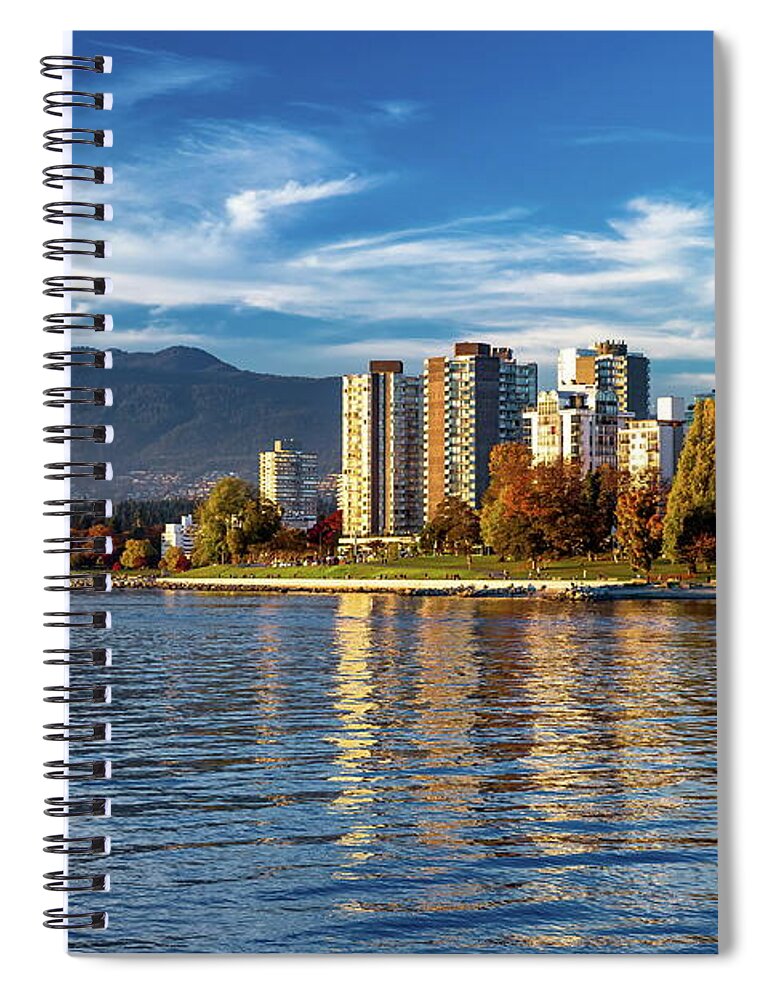 Alex Lyubar Spiral Notebook featuring the photograph Vancouver skyline by Alex Lyubar
