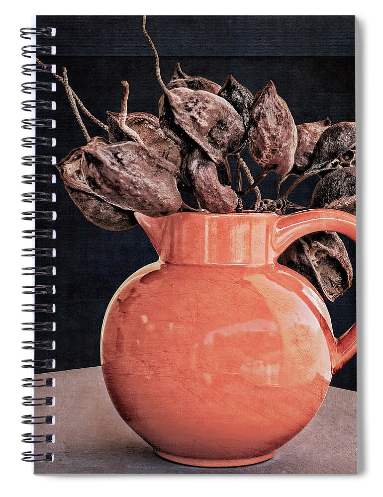 Landscape Spiral Notebook featuring the digital art Vase with Seed Pods by Sandra Selle Rodriguez