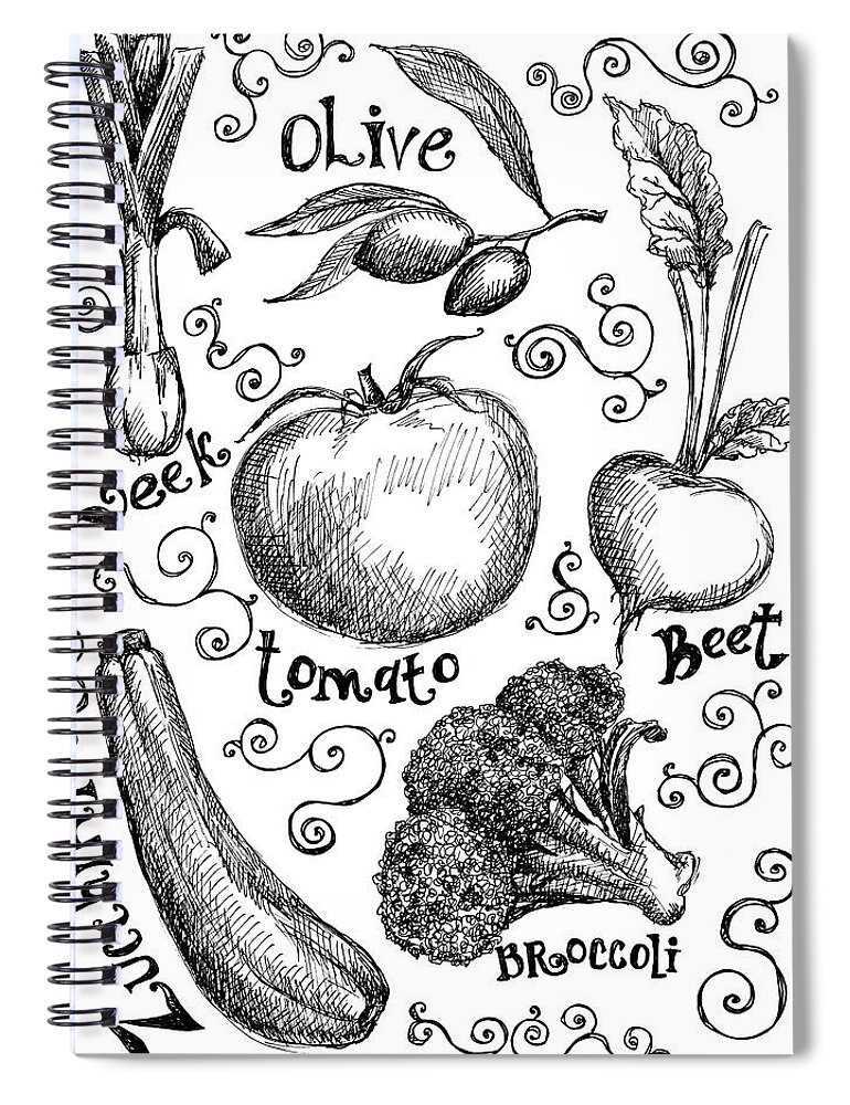 Broccoli Spiral Notebook featuring the digital art Vegetables by Kalistratova