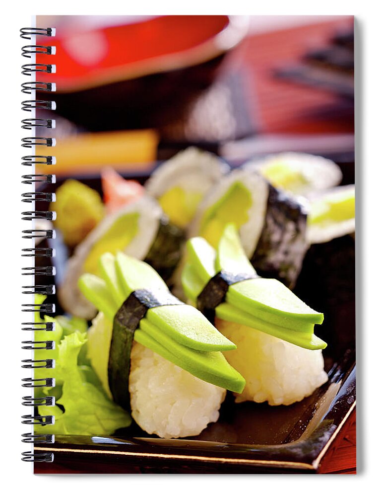 Wasabi Spiral Notebook featuring the photograph Vegetarian Sushi by Shyman