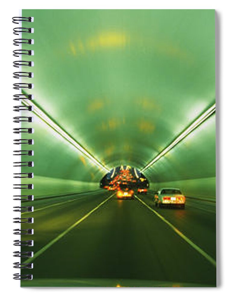Photography Spiral Notebook featuring the photograph Vehicles Passing Through A Tunnel, Bay by Panoramic Images