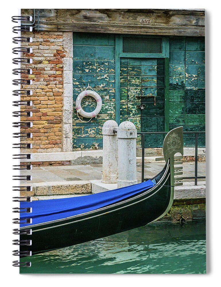 Venice Spiral Notebook featuring the photograph Venetian Gondola by Rebekah Zivicki