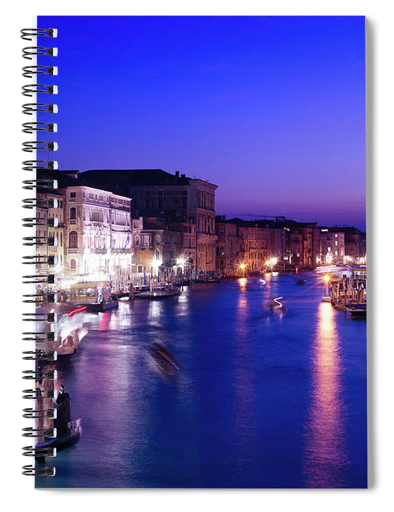 Panoramic Spiral Notebook featuring the photograph Venice Clear Night by Juergen Sack