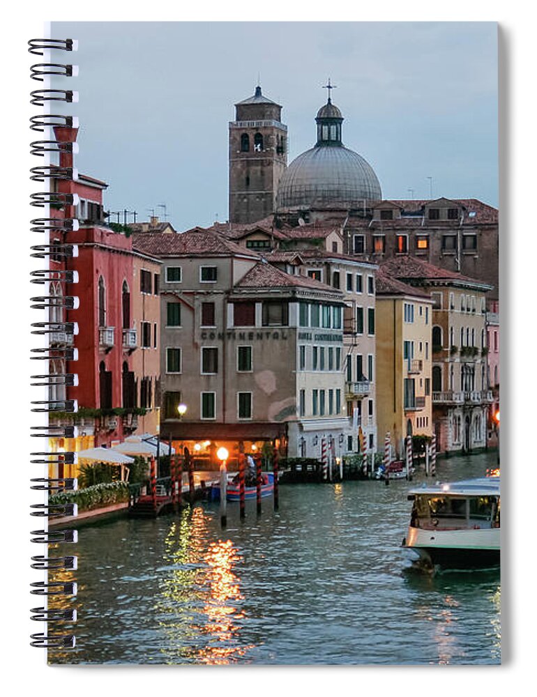 2007 Spiral Notebook featuring the photograph Venice Grand Canal At Dusk by Enzo Figueres