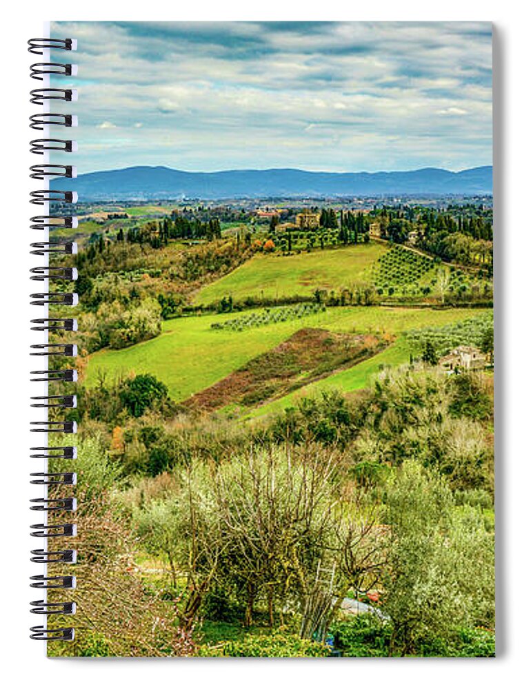 Tuscany Spiral Notebook featuring the photograph Verdant Tuscan Springtime by Marcy Wielfaert