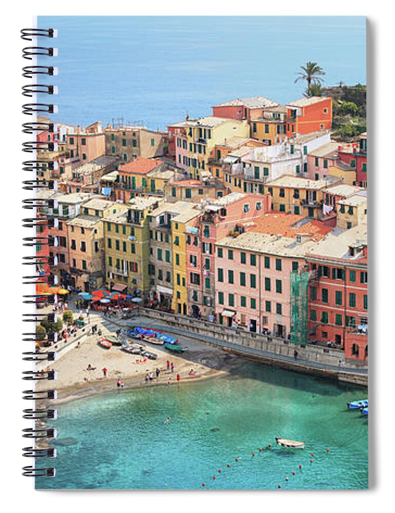 Water's Edge Spiral Notebook featuring the photograph Vernazza by Borchee