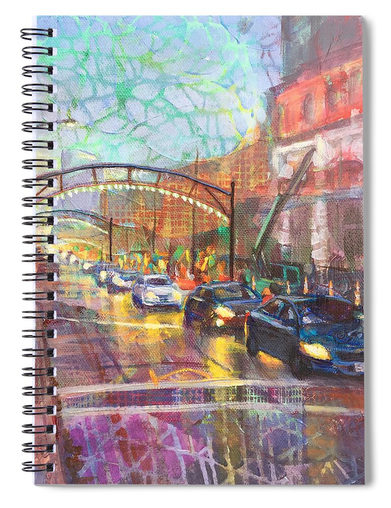 Columbus Spiral Notebook featuring the painting Vibrant Short North V by Robie Benve