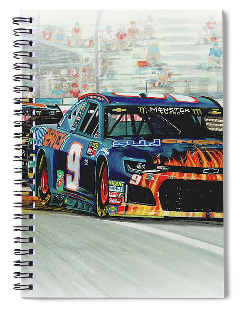 Watercolour Spiral Notebook featuring the painting Victory At The Glen by Simon Read