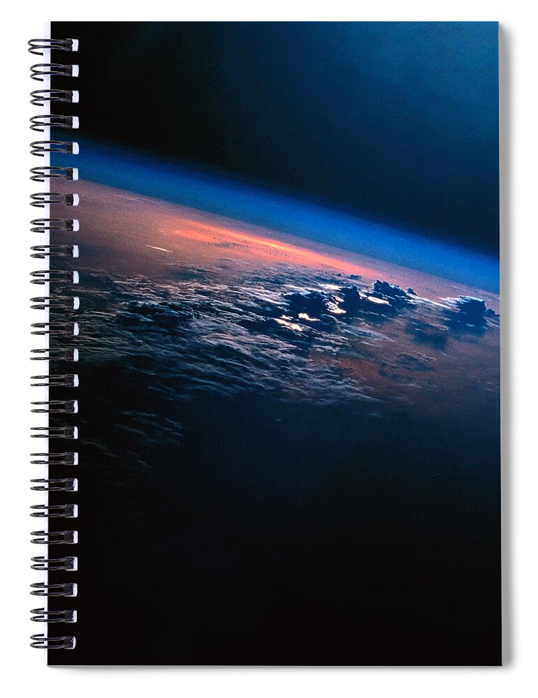Fragility Spiral Notebook featuring the photograph View Of Earth From Outer Space by Stockbyte