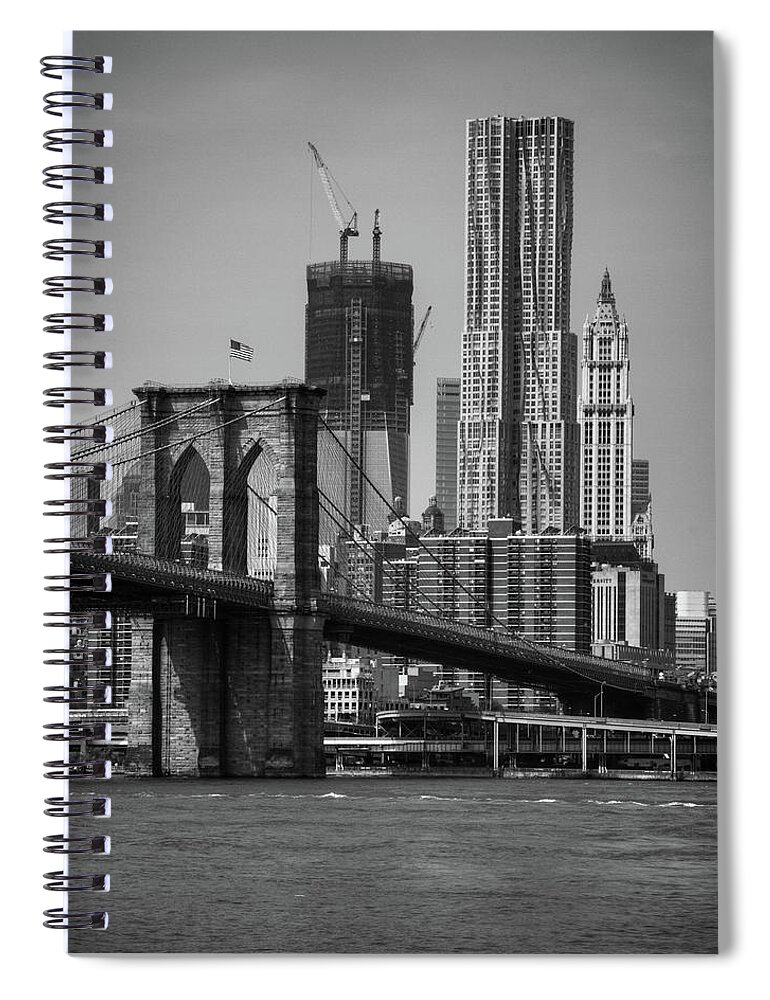 Suspension Bridge Spiral Notebook featuring the photograph View Of One World Trade Center And by Matt Pasant