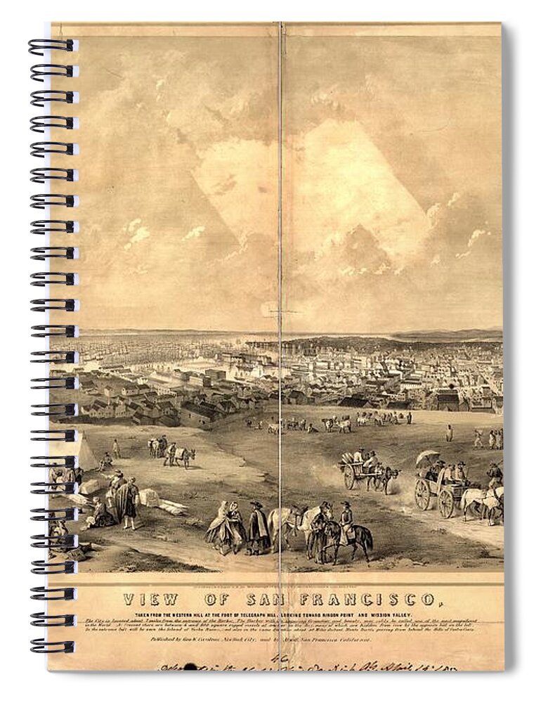 Western Hill Spiral Notebook featuring the drawing View of San Francisco by Flavia Westerwelle