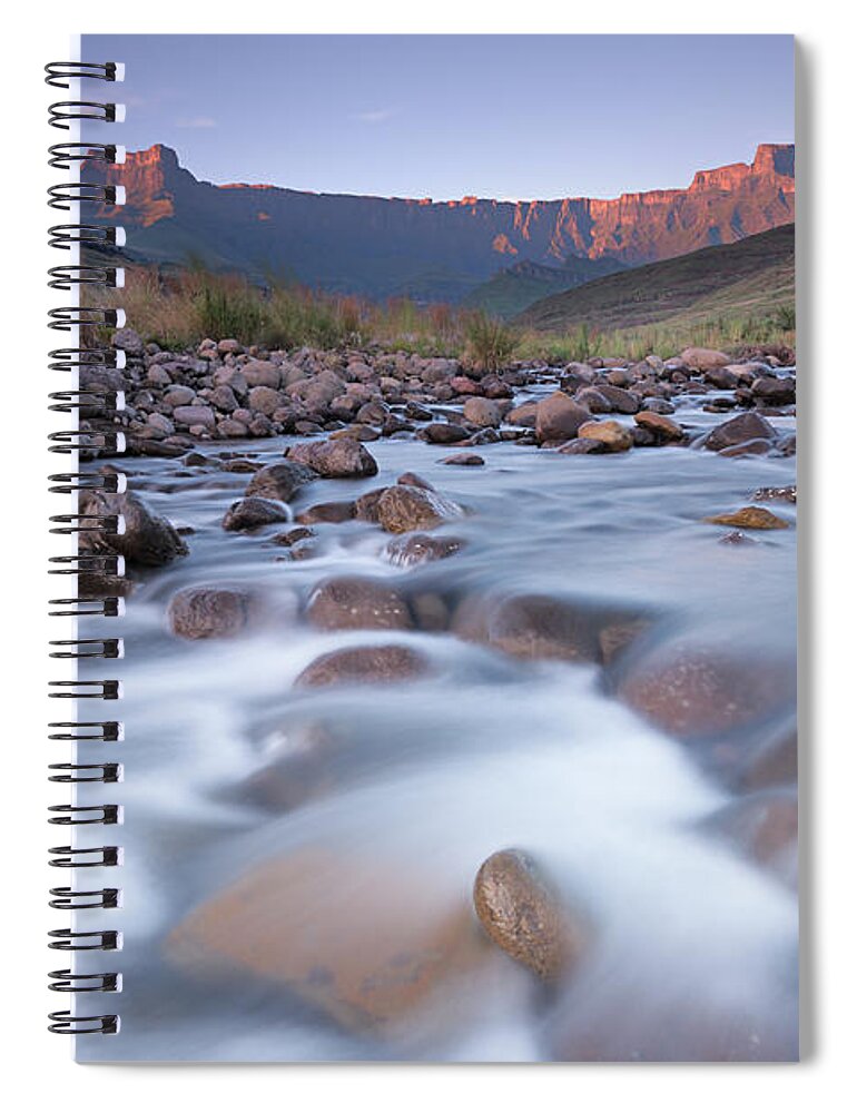Majestic Spiral Notebook featuring the photograph View Of The Amphitheatre Massif In The by Emil Von Maltitz