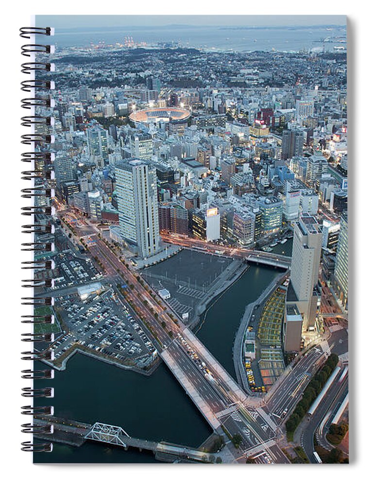 Yokohama Spiral Notebook featuring the photograph View Of Yokohama by Alexey Kopytko