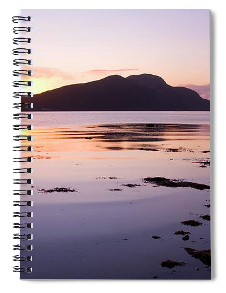 Tranquility Spiral Notebook featuring the photograph View To Holy Isle At Sunrise, Arran by David C Tomlinson