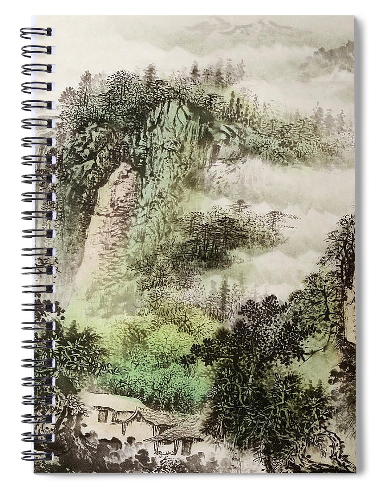 Chinese Culture Spiral Notebook featuring the digital art Village by Vii-photo