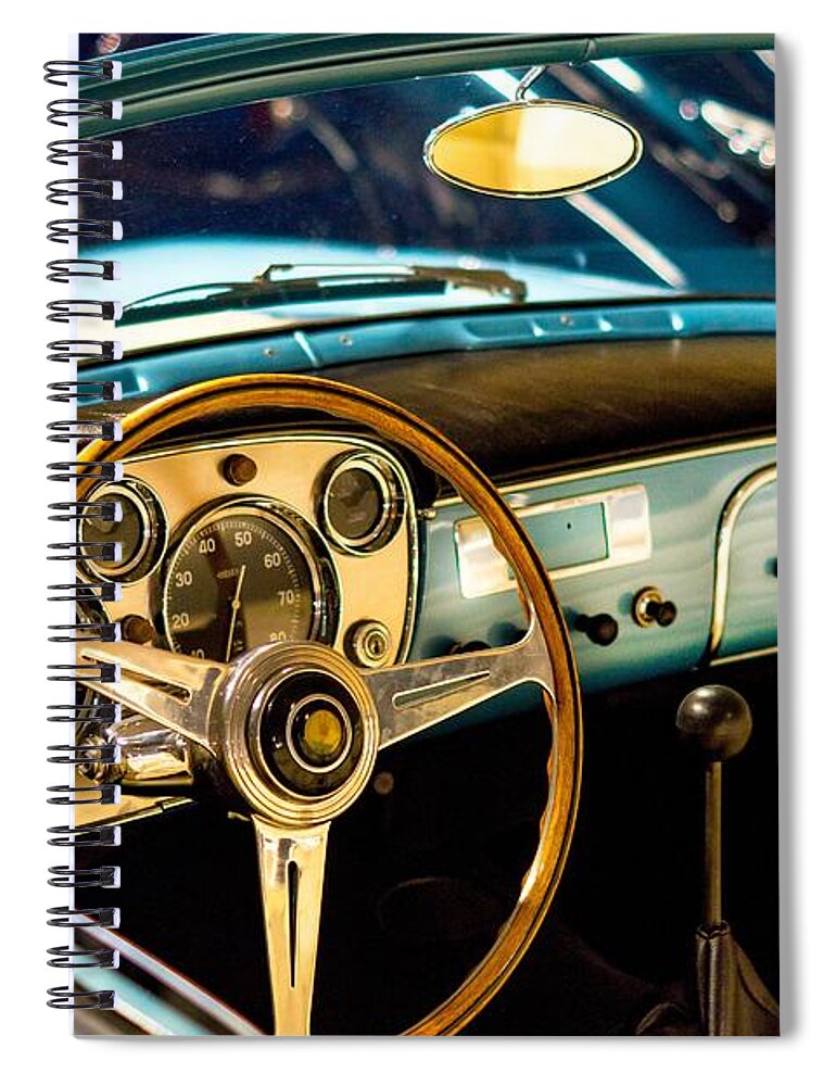 Photo Spiral Notebook featuring the photograph Vintage blue car by Top Wallpapers