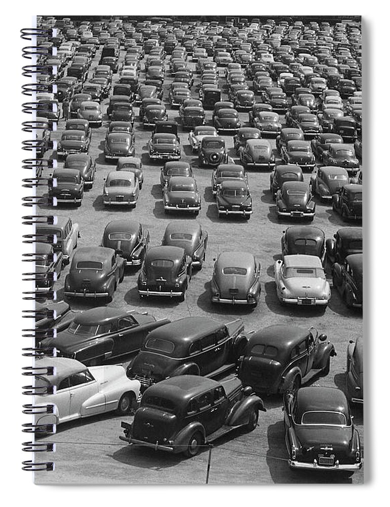 1950-1959 Spiral Notebook featuring the photograph Vintage Cars In Lot by George Marks
