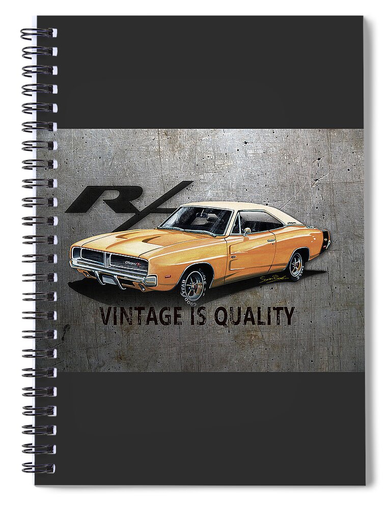 Art Spiral Notebook featuring the mixed media Vintage Charger by Simon Read