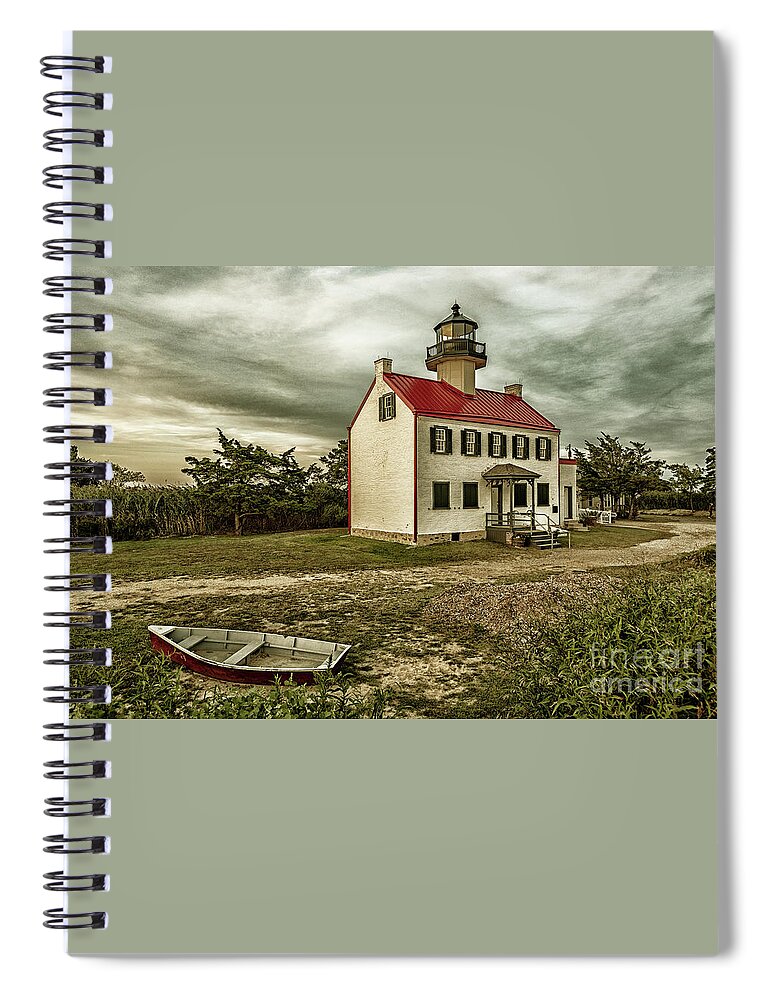 Vintage Spiral Notebook featuring the photograph Vintage East Point Lighthouse by Debra Fedchin