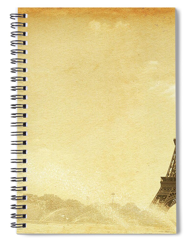 Stained Spiral Notebook featuring the photograph Vintage Eiffel Tower by Nic taylor