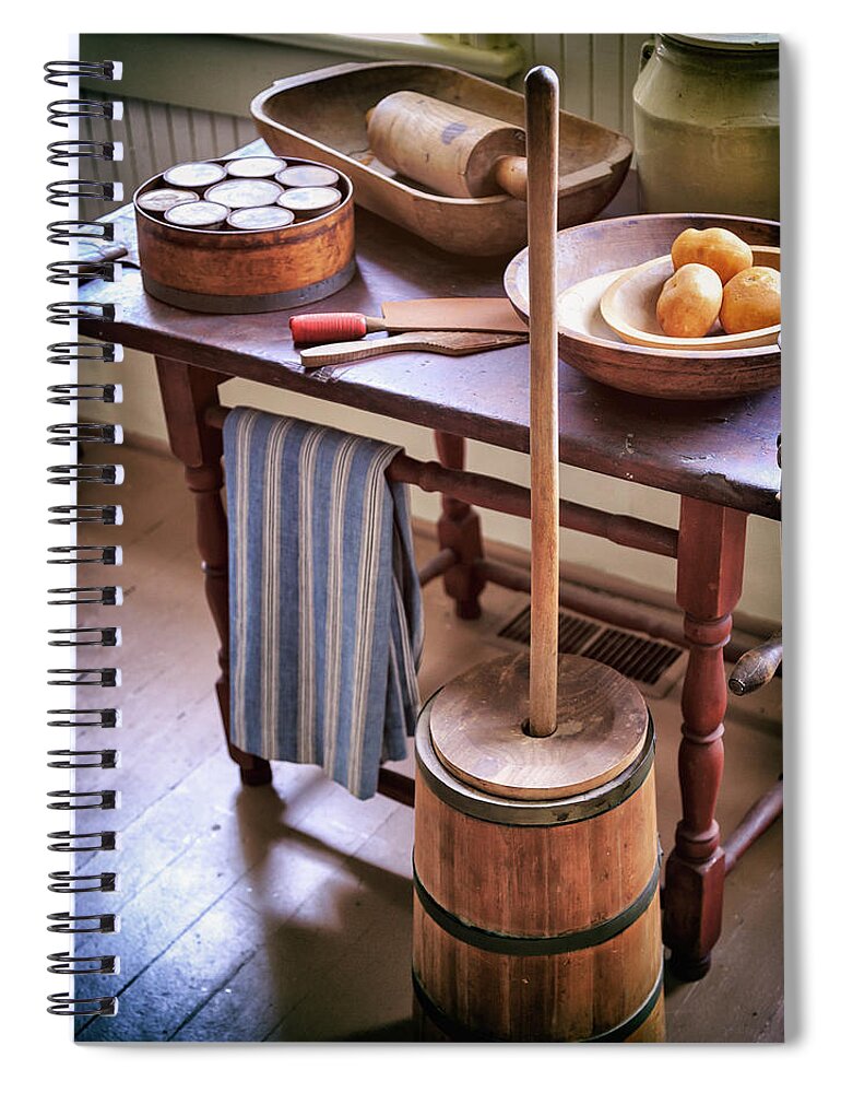 Butter Churn Spiral Notebook featuring the photograph Vintage Farmhouse Butter Churn by James Eddy