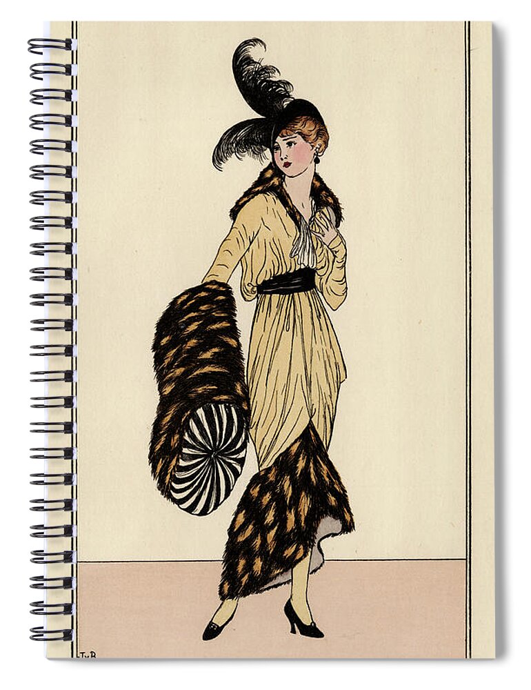 Fashion Spiral Notebook featuring the painting Vintage French Fashion II by Unknown