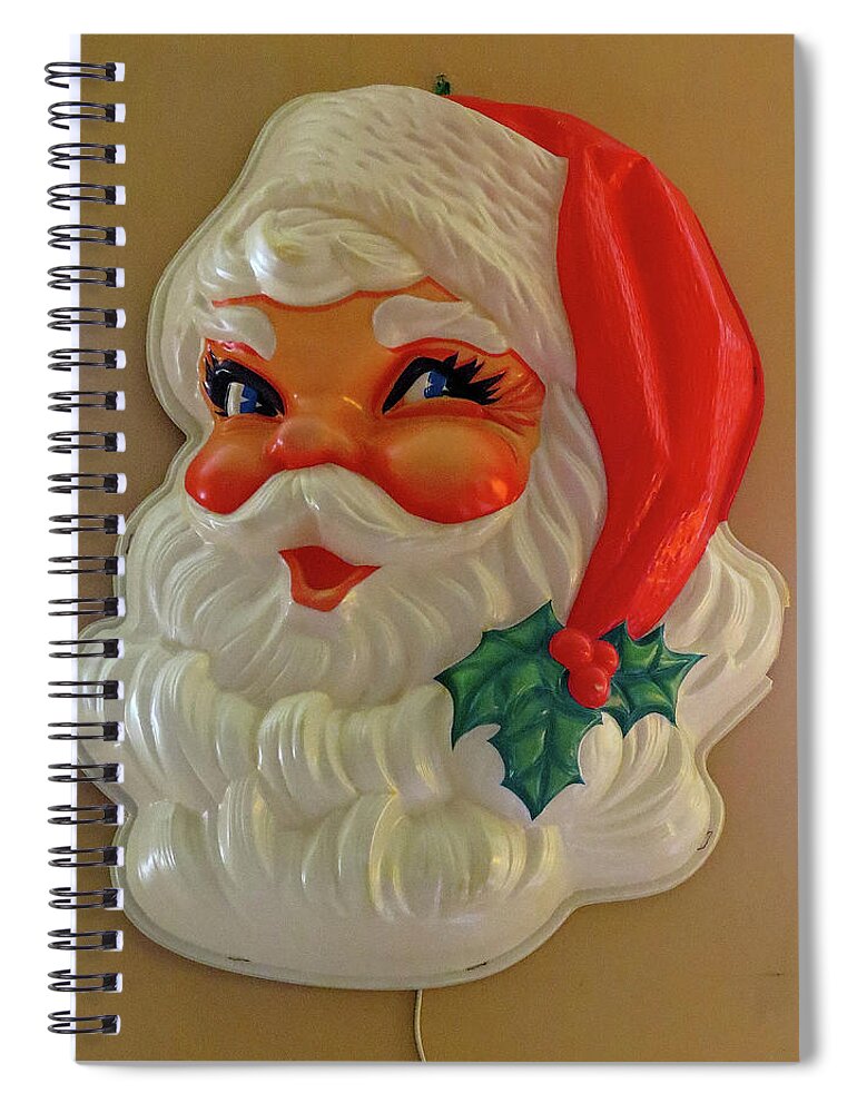Light-up Santa Spiral Notebook featuring the photograph Vintage Light-up Santa by Linda Stern