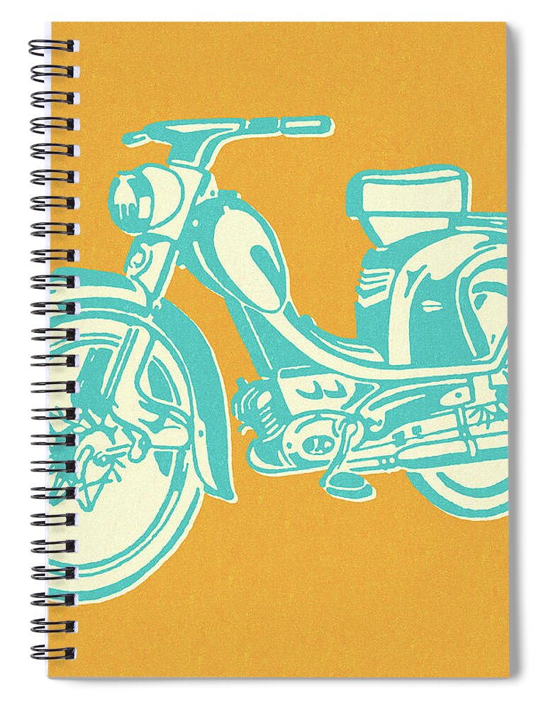 Vintage Moped Spiral Notebook by CSA Images - Pixels Merch