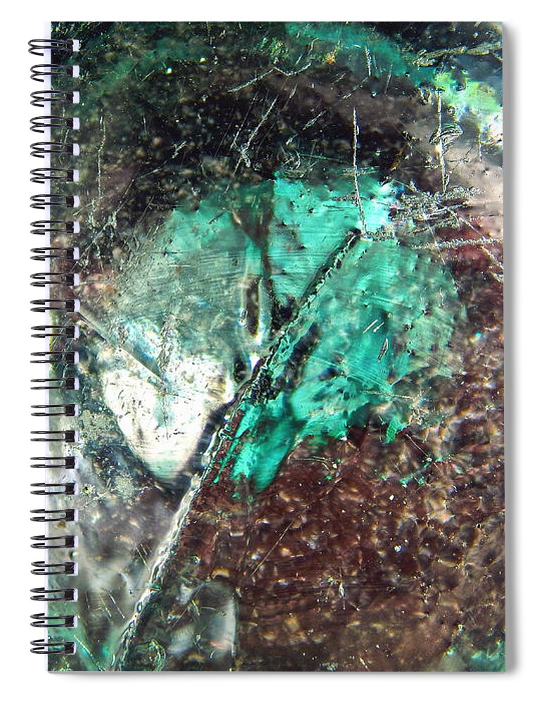 Bottle Spiral Notebook featuring the photograph Vintage Turquoise Glass by Phil Perkins