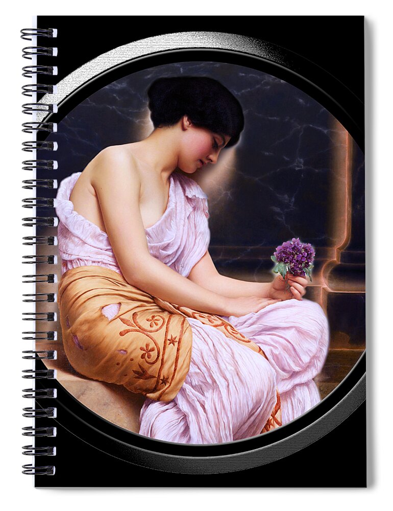 Young Girl Spiral Notebook featuring the painting Violets, Sweet Violets by John Godward LM Shift by Rolando Burbon