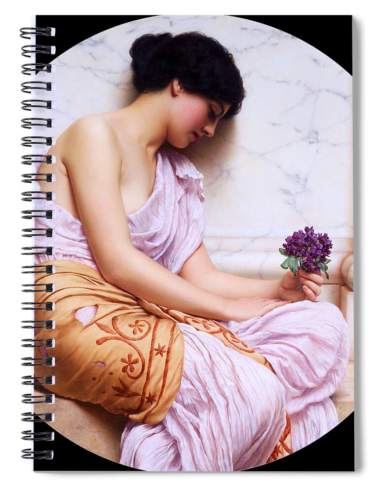 Young Girl Spiral Notebook featuring the painting Violets, Sweet Violets by John William Godward by Rolando Burbon
