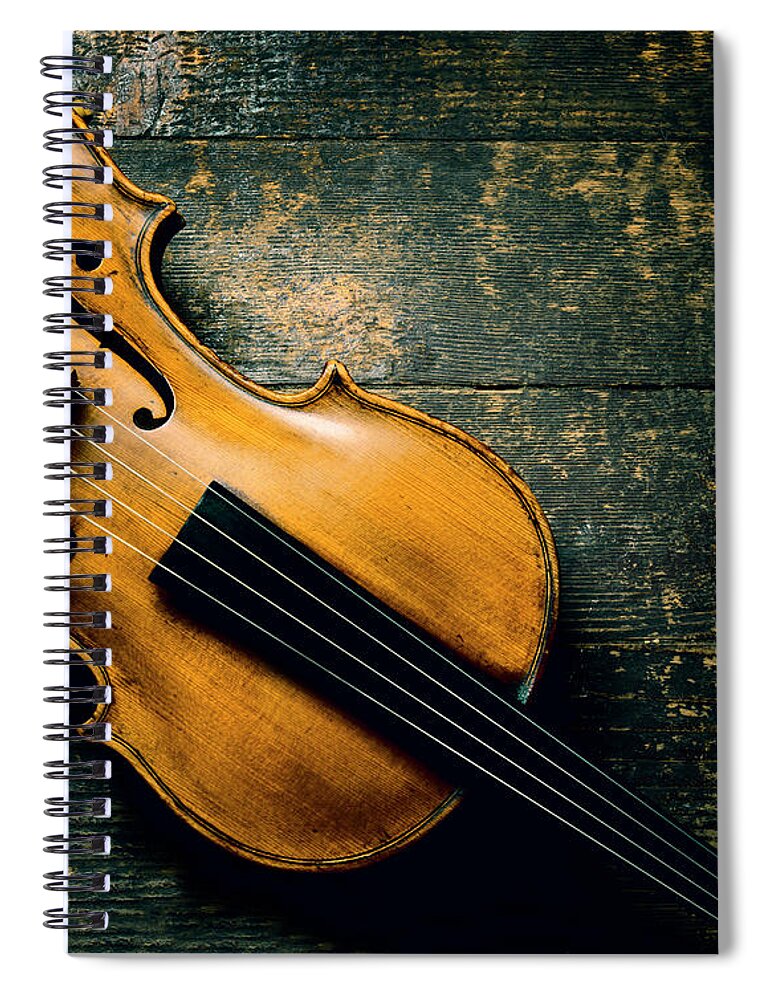 Violin Spiral Notebook featuring the photograph Violin on textured background by Jelena Jovanovic