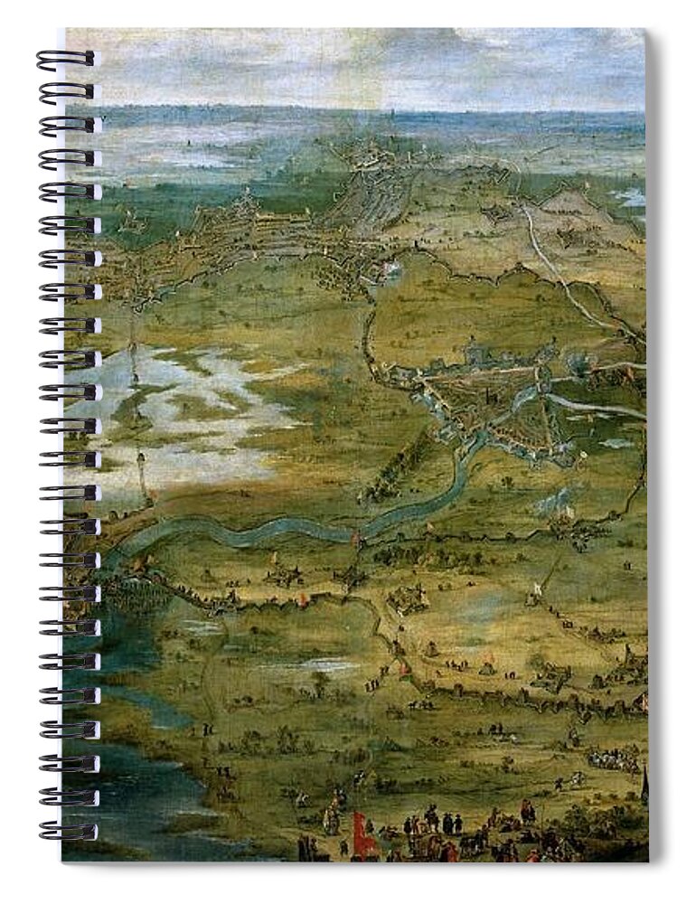 Pieter Snayers Spiral Notebook featuring the painting 'Vista caballera del Sitio de Breda', First half 17th century, Flemish School, Oi... by Pieter Snayers -1592-1667-