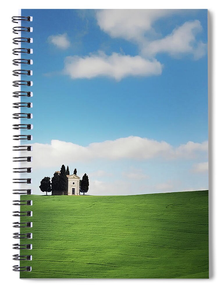 Grass Spiral Notebook featuring the photograph Vitaleta Chapel - Tuscany by Marta Nardini