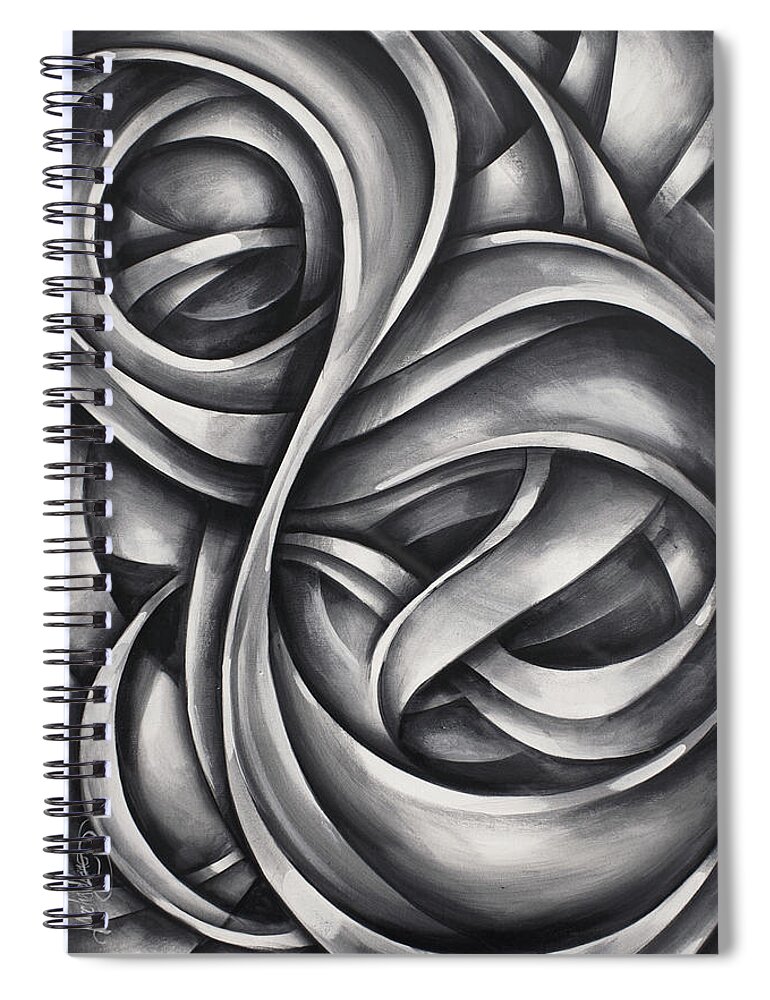Monotone Spiral Notebook featuring the painting 'void' by Michael Lang