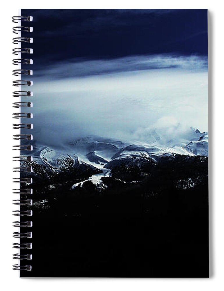 Volcano Snow Clouds And Evening Light Spiral Notebook featuring the digital art Volcano Snow Clouds And Evening Light by Tom Janca