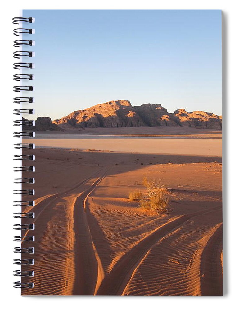 Desert Spiral Notebook featuring the photograph Wadi Rum Tracks by Inge Elewaut